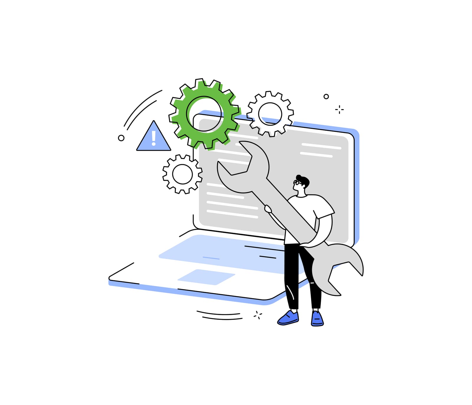 Website maintenance and technical support illustration for small business sites
