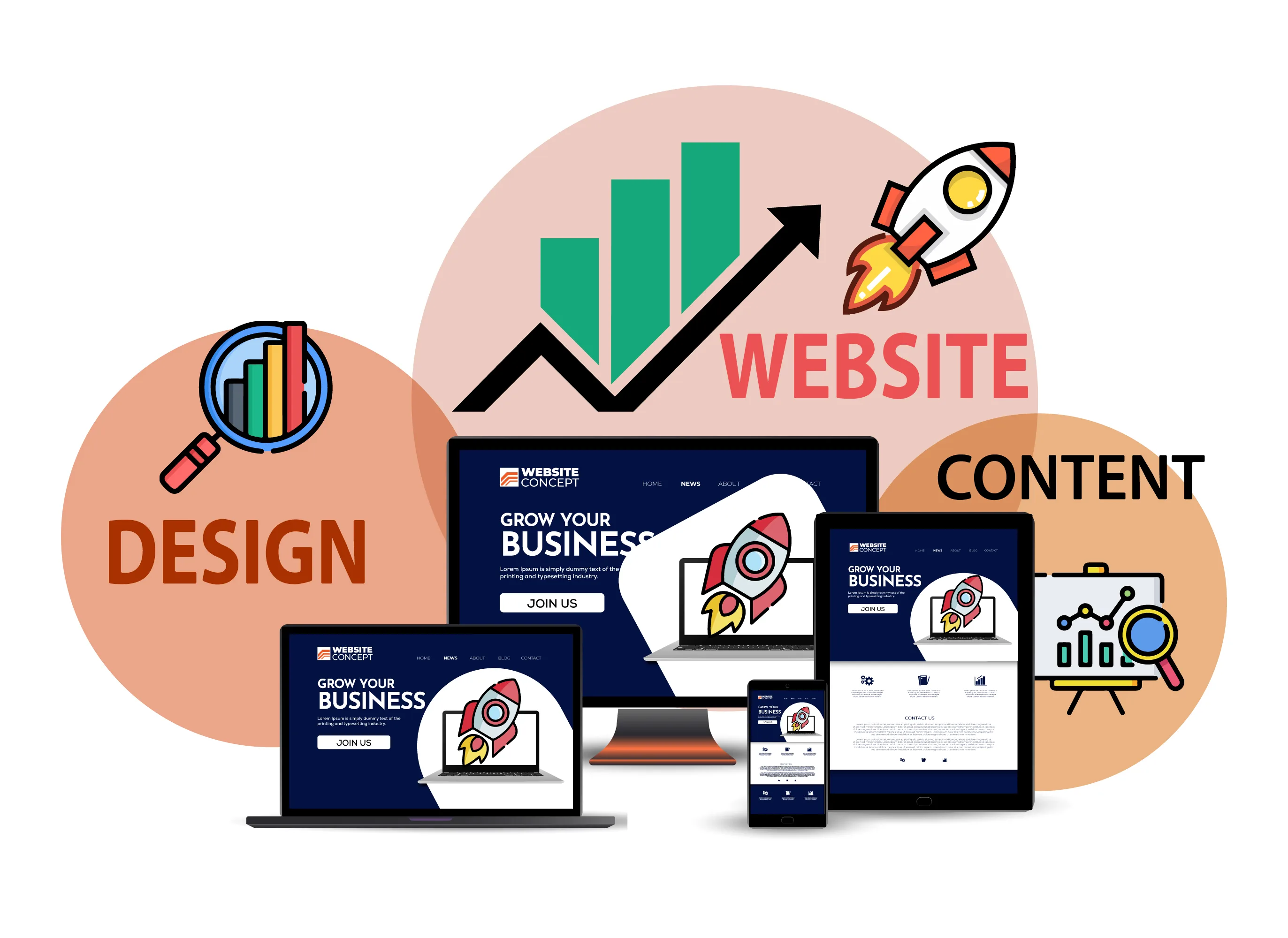 Business analytics and growth dashboard on laptop showing website performance metrics for small business SEO